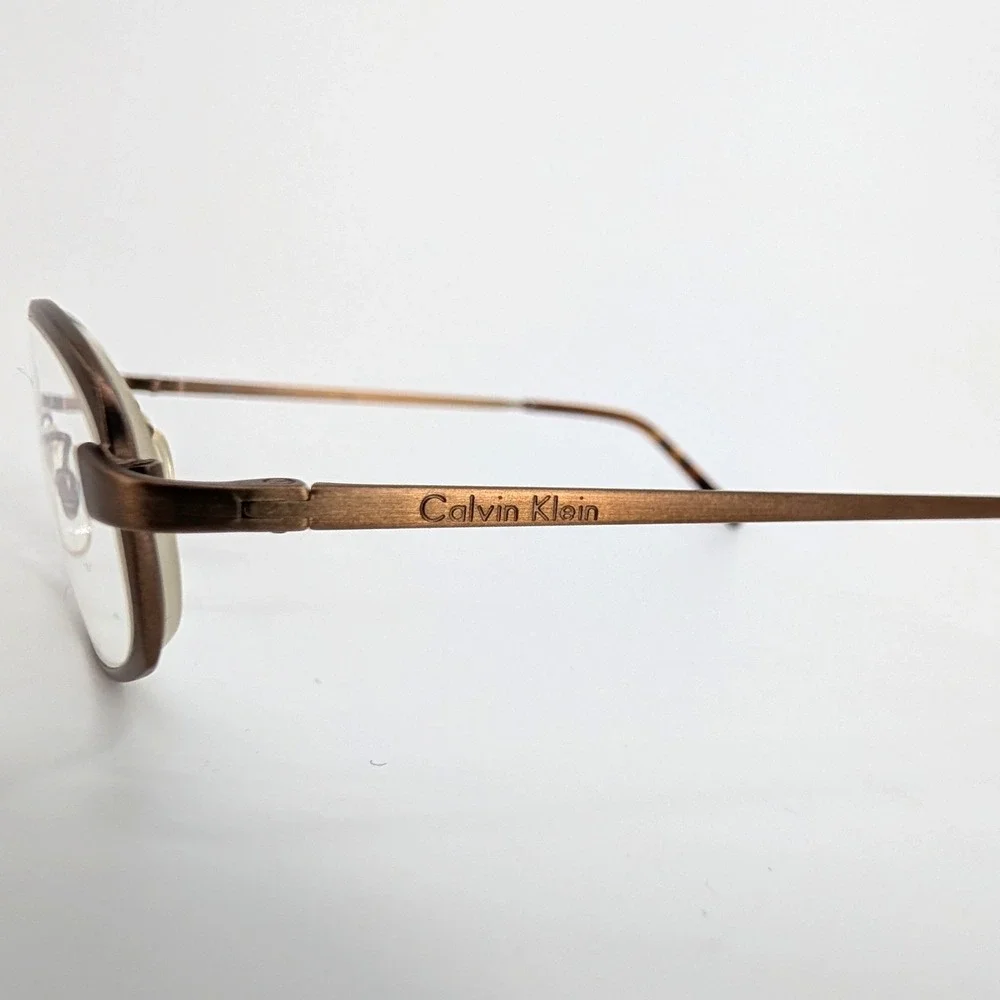 Calvin Klein‎ 346 Oval Metal Eyeglasses Bronze Y2K 90s Italian Made 46-21-135